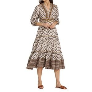 Veronica Beard Brown and White Patterned Dress